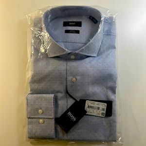 Hugo Boss Light Blue Polkadot Easy Iron Button Shirt